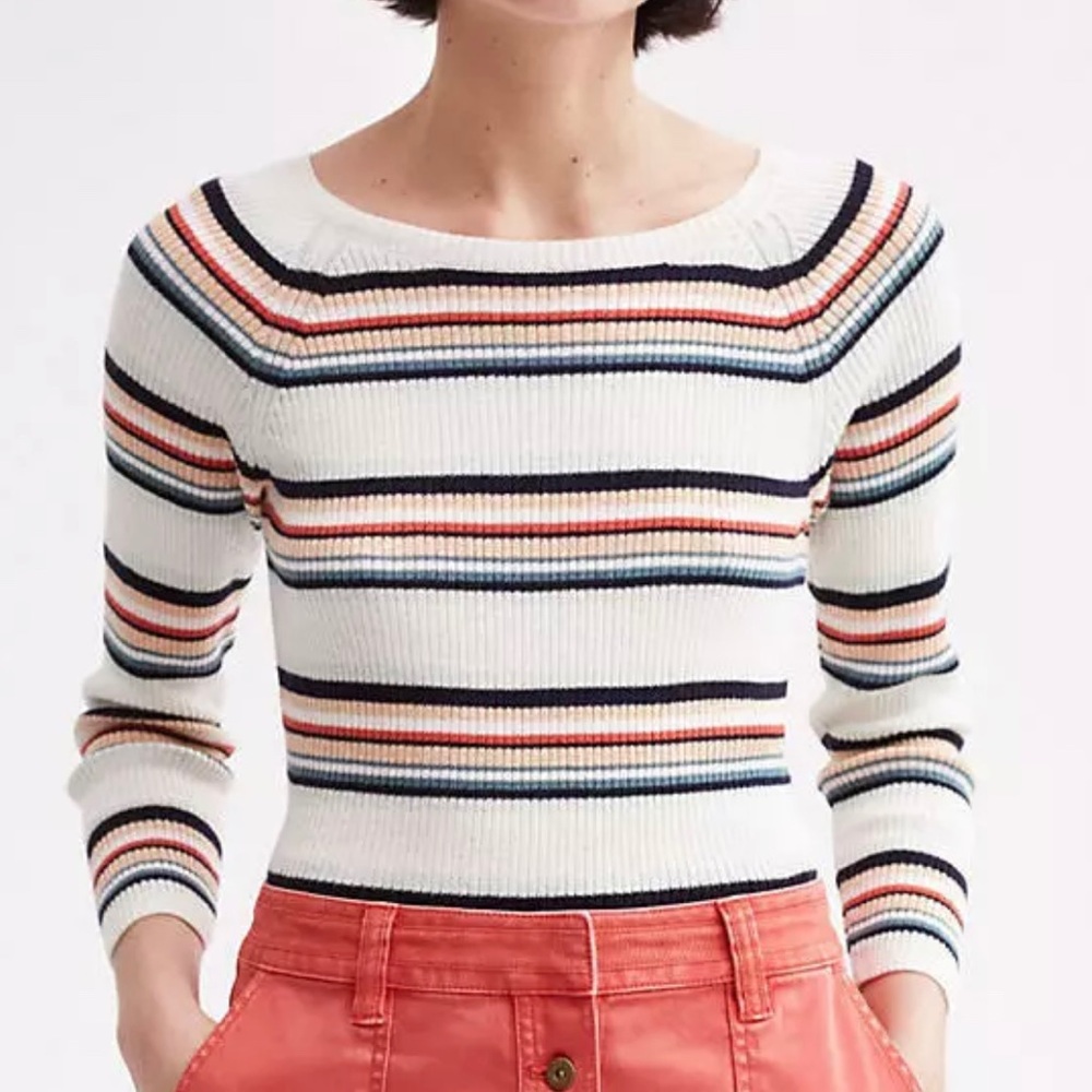 Anthropologie Moth Ribbed Striped Piper Sweater